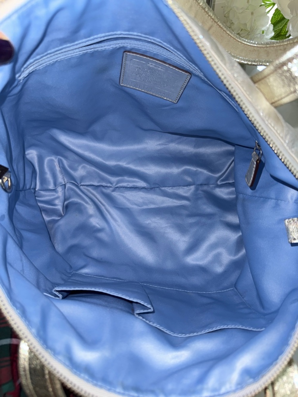 Coach Metallic Silver Signature Shoulder Bag - Picture 10 of 16